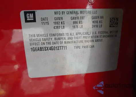 2016 Cadillac Ats Luxury Collection Rwd z USA, uszkodzony, nr VIN 1G6AB5SX4G0127711